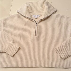 And Now This Cream Ribbed half Zip Sweater